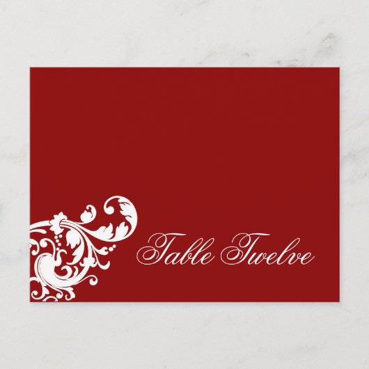 Carte Lieu Écrite Crimson Rouge Floral Filigree (Devant)