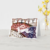 Carte Lièvre coloré bondissant (Fleur jaune)