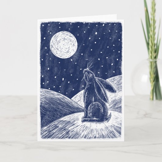Carte Lièvre de Lune dans la neige (Devant)