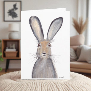 Carte Lièvre lapin aquarelle animal forêt Mignon