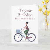 Carte Life Better on a Bike Anniversaire Salutation (Fleur jaune)