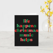 Carte Life Happens Christmas Music Helps Retro Groovy Sa (Fleur jaune)