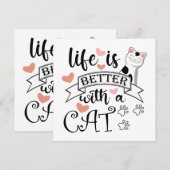 Carte Life is Better With a Cat quote slogan (Devant / Derrière)