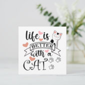 Carte Life is Better With a Cat quote slogan (Debout devant)