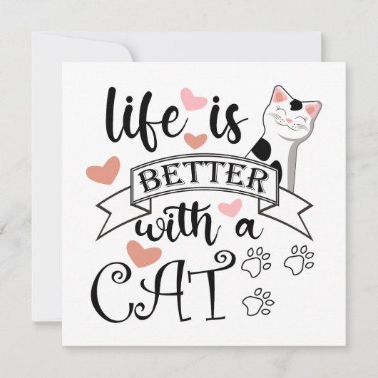 Carte Life is Better With a Cat quote slogan (Devant)