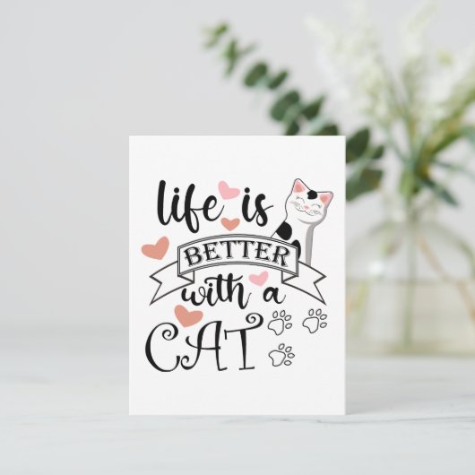 Carte Life is Better With a Cat quote slogan (Debout devant)