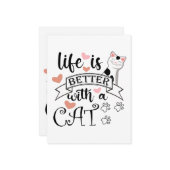 Carte Life is Better With a Cat quote slogan (Devant/Arrière en situation)