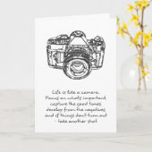 Carte Life is like a camera quota, black and white (Fleur jaune)