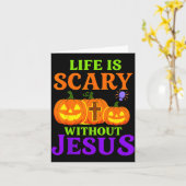 Carte Life Is Y Without Jesus Christian Halloween (Fleur jaune)