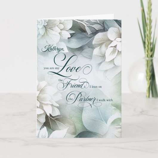 Carte Life Partner Birthday White Magnolias with Name (Devant)