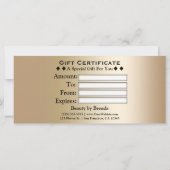 Carte Light Shimmer Gold Glam Monogramme Certificat cade (Dos)