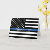 Carte Ligne bleue mince| Félicitations Policiers (Fleur jaune)