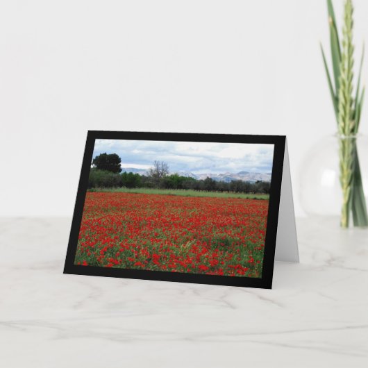 Carte Ligne d'arbres dans un champ de coquelicots (Devant)