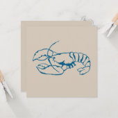 Carte Ligne De Homard Bleu Dessin Sur Plage De Sable Cou (Devant/Arrière en situation)