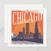Carte Ligne Vintage de Chicago Illinois (Devant / Derrière)