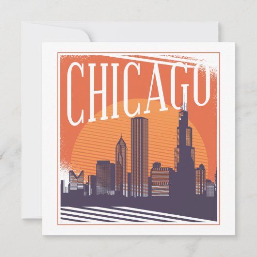 Carte Ligne Vintage de Chicago Illinois (Devant)