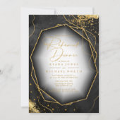 Carte Lignes d'or fin Dîner de répétition Abstrait Bk ID (Devant)