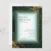 Carte Lignes or fin Mariage Abstrait V2 Emerald ID867 (Devant)