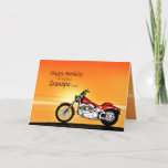 Carte Like a Grandpa<br><div class="desc">A motorbike similar to a Harley standing by the sea with a glorious orange sunset. A great card for anybody who likes biking and motorcycles.See the whole range of cards for ages and relationships in my store. All artiwork copyright Norma Cornes</div>
