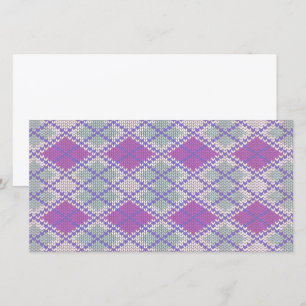 Carte LILAC ARGYLE TRICOT 8x4 Cardigan Plat / Horizontal