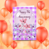 Carte Lilac En vichy Floral 5e anniversaire Mariage Cade