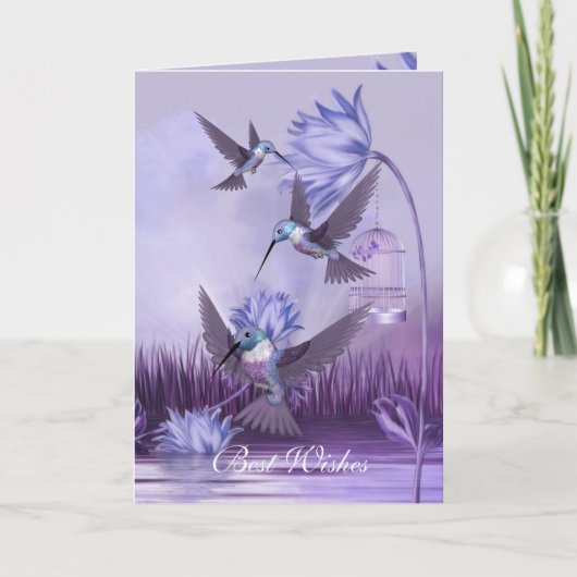Carte Lilac Hummingbirds Oiseaux Meilleurs Voeux A (Devant)