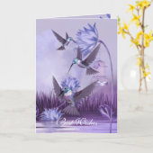 Carte Lilac Hummingbirds Oiseaux Meilleurs Voeux A (Fleur jaune)