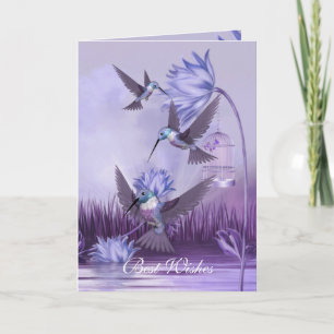 Carte Lilac Hummingbirds Oiseaux Meilleurs Voeux A