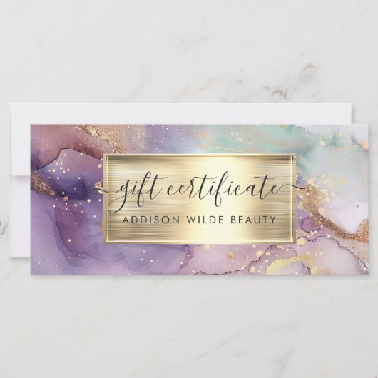 Carte Lilac Parties scintillant Faux Gold Foil Certifica (Devant)