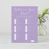 Carte Lilac Purple Purse Items Bridal Shower Game (Debout devant)