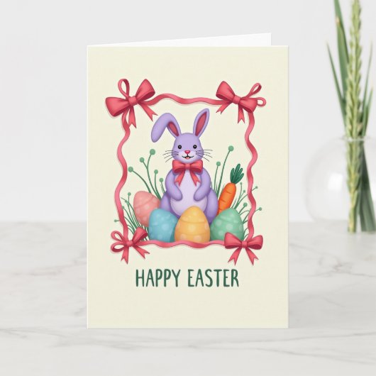 Carte Lilac Rabbit Bow Pattern Card (Devant)