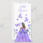 Carte Lilac Roses, Florals et papillons Quinceañera (Dos)