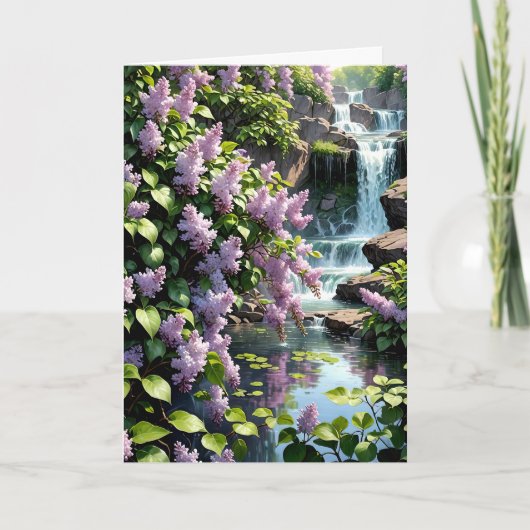 Carte Lilacs pourpres et cascades Anniversaire (Devant)