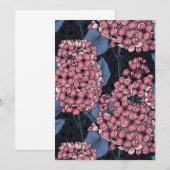 Carte Lilas rose sur fond bleu foncé (Devant / Derrière)