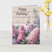 Carte Lilas Violets et Roses Éditable Anniversaire (Fleur jaune)