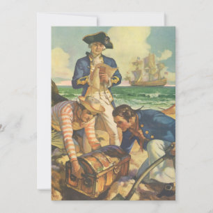 Carte L'île au trésor, contes de fées vintage pirates