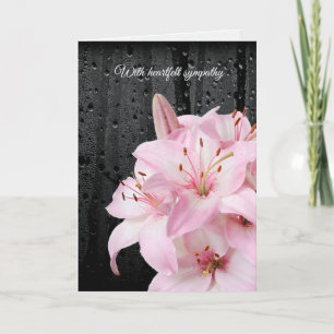 Carte Lilias roses et gouttes de pluie Sympathie