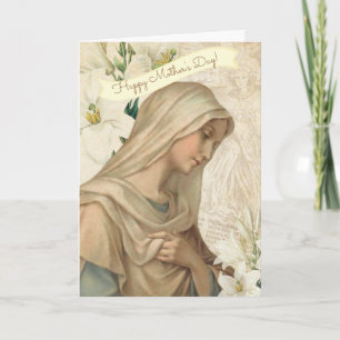 Carte Lilies de la Vierge Marie Ange Religieux Vintage