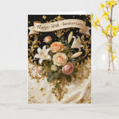 Carte Lilies Roses and Gold 50th Wedding Anniversary (Fleur jaune)