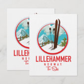 Carte Lillehammer Norvège logo Ski (Devant / Derrière)
