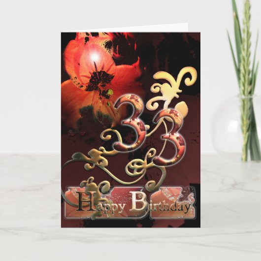 Carte Lilly Dream flower Happy 33 Anniversaire ornate (Devant)
