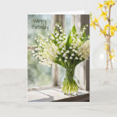 Carte Lily De La Vallée Bouquet Anniversaire (Fleur jaune)
