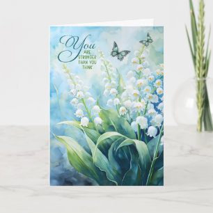 Carte Lily de la Vallée et papillons Encouragement
