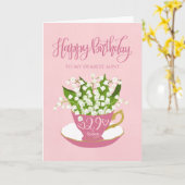 Carte Lily de la Valley Teacup 29e Anniversaire Tante (Fleur jaune)