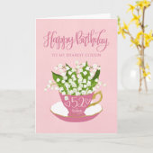Carte Lily de la Valley Teacup 52e Anniversaire Cousin (Fleur jaune)