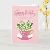 Carte Lily de la Valley Teacup 85th Birthday Tante (Fleur jaune)