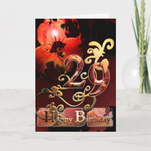 Carte Lily Dream flower Happy 29 Anniversaire faux doré