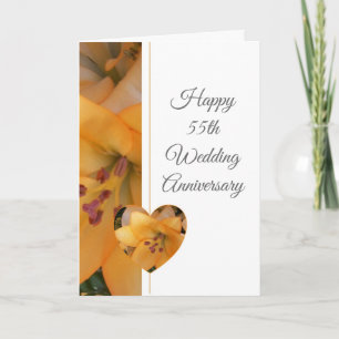 Carte Lily jaune Personnalisé 55e anniversaire de Mariag