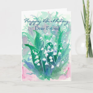 Carte Lily of the Valley Joyeux anniversaire Cher ami