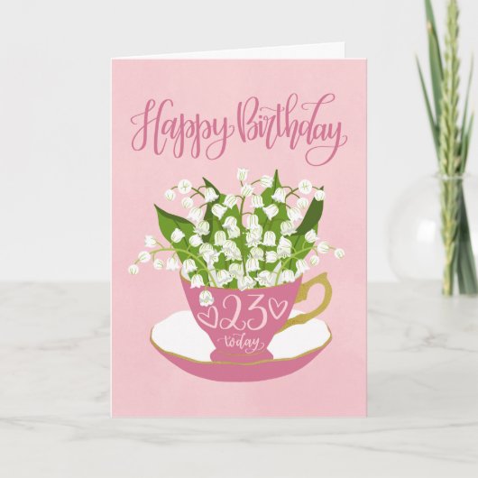 Carte Lily of the Valley Teacup 23e anniversaire (Devant)